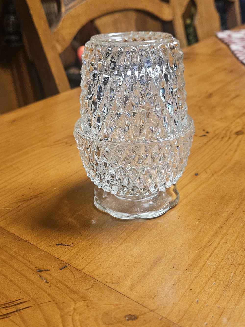 Indiana Glass Clear Diamond-Cut Glass Votive Holder